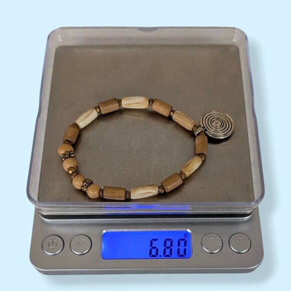 (2/$20) Wood & Bone Beaded Stretch Bracelet - Picture 4 of 4